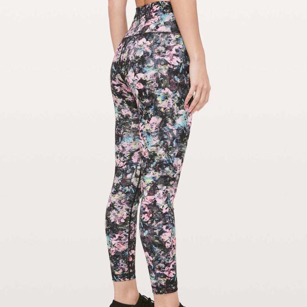 LULULEMON black dappled daze Wunder Under High-Rise 7/8 Tight - Picture 3 of 12